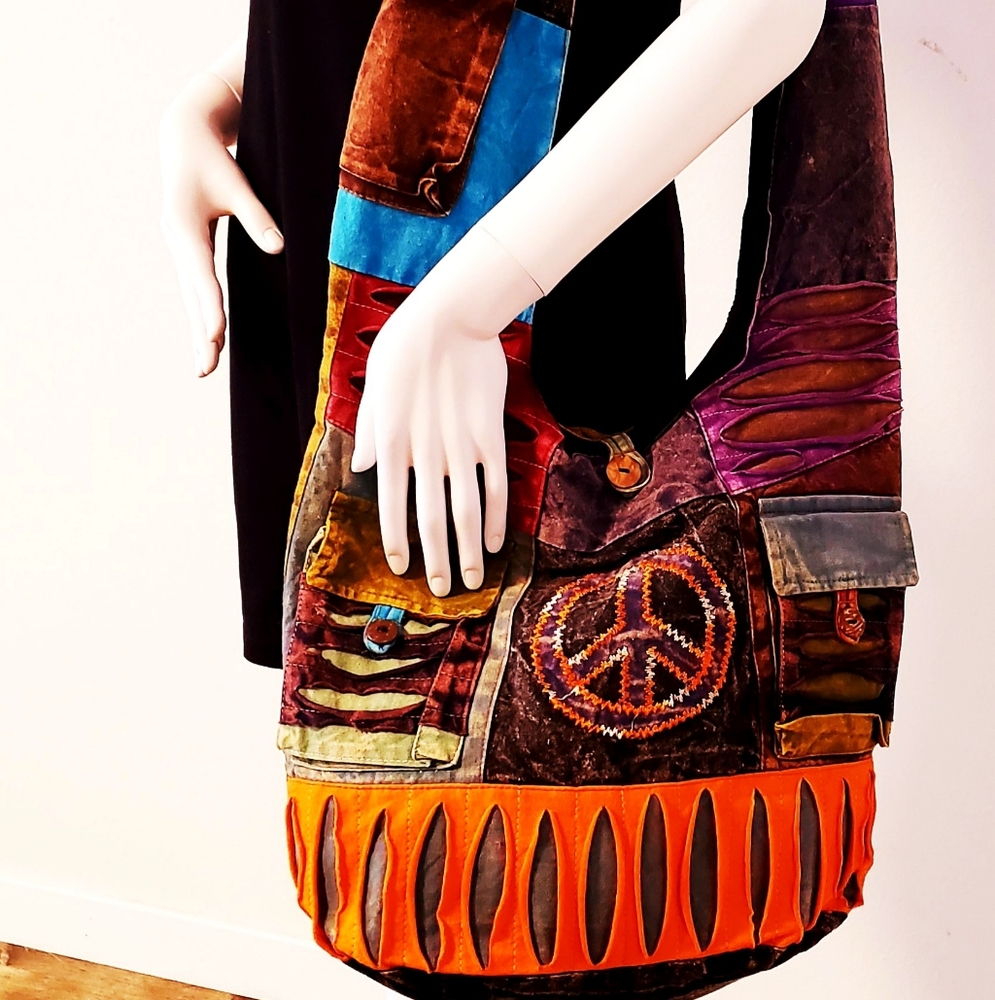 PEACE Patchwork BoHo Crossbody Bag-NEW